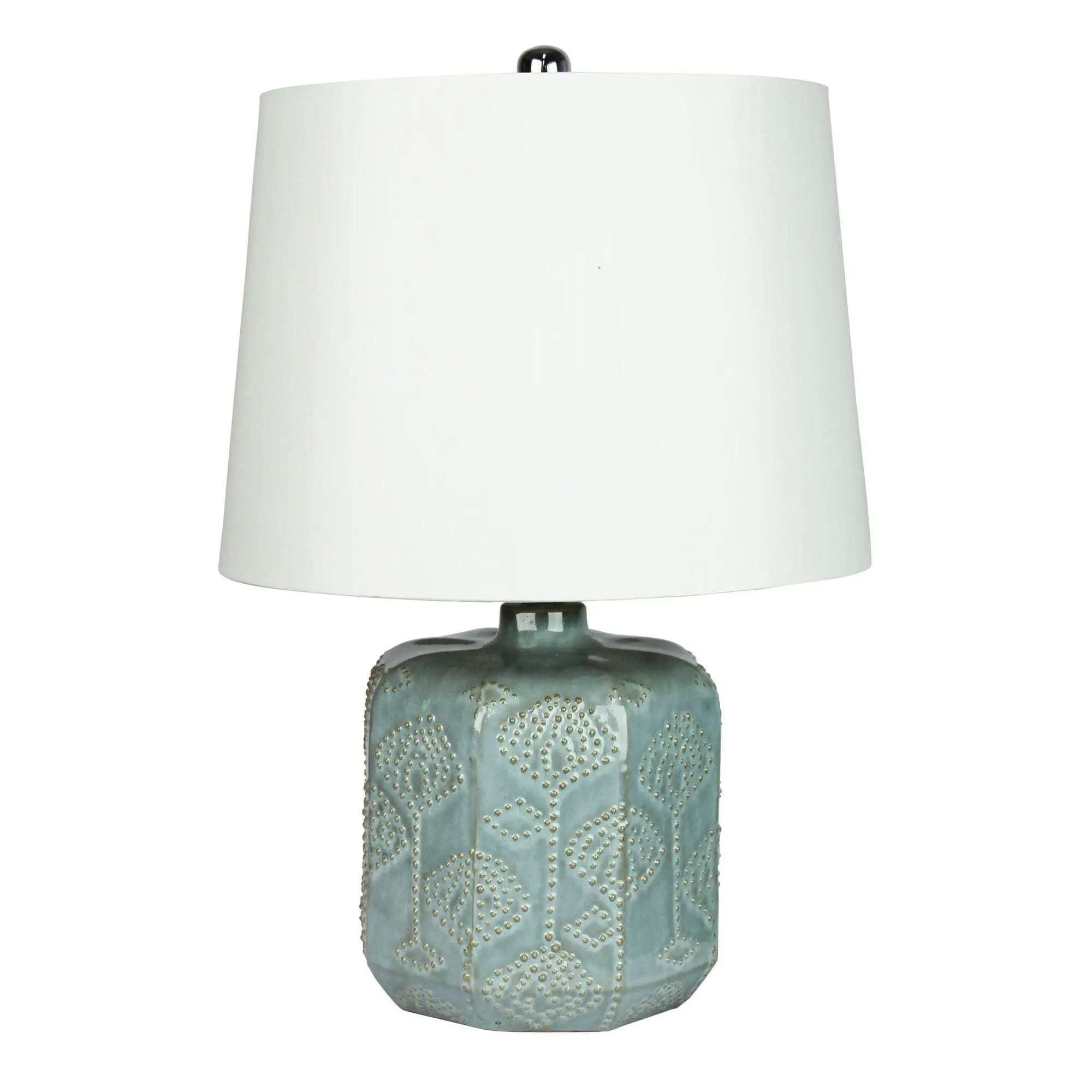 BIKKI Embossed Ceramic Lamp with Harp Shade - Home & Garden