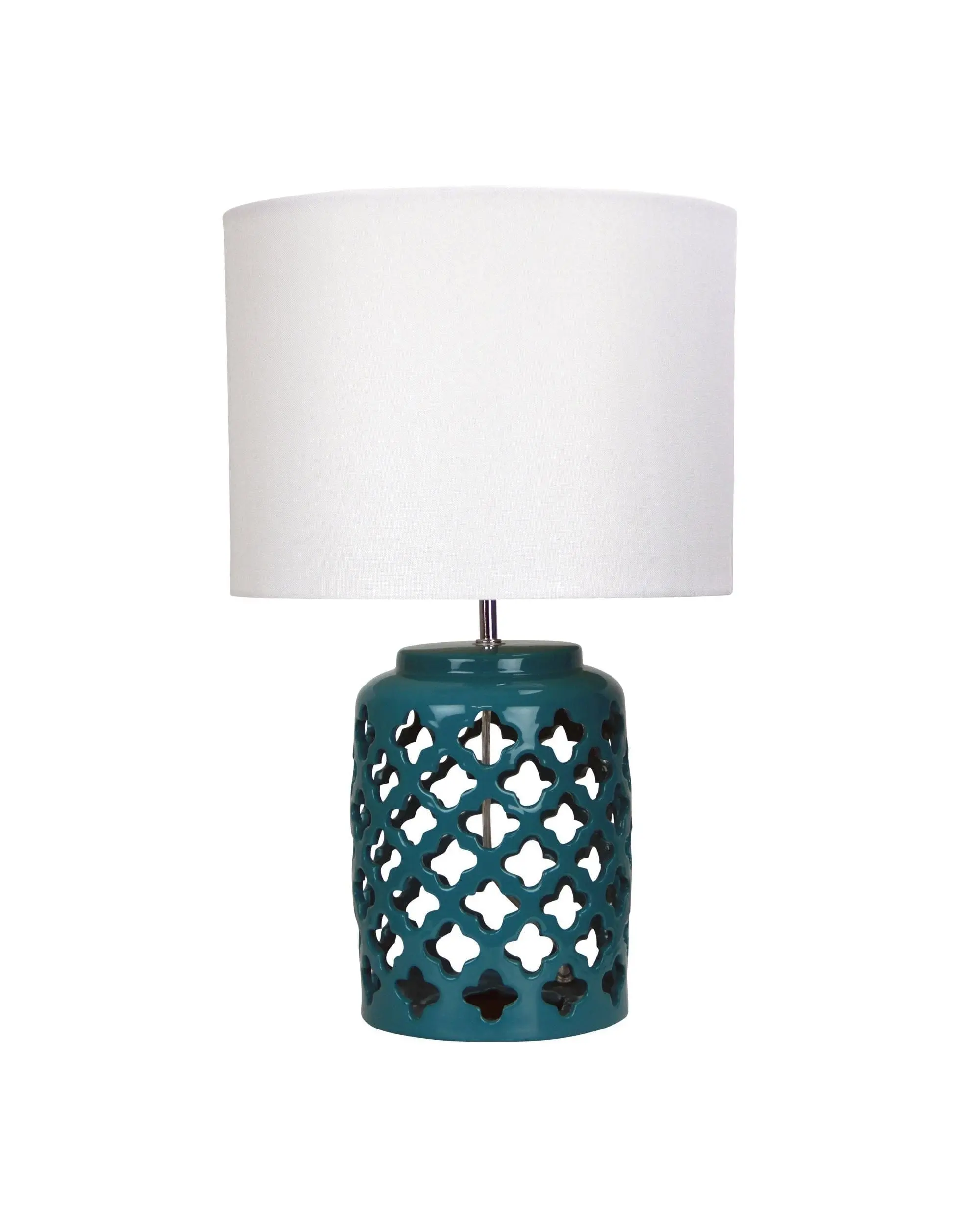 CASBAH Moorish Cut Ceramic Table Lamp Teal - Home & Garden