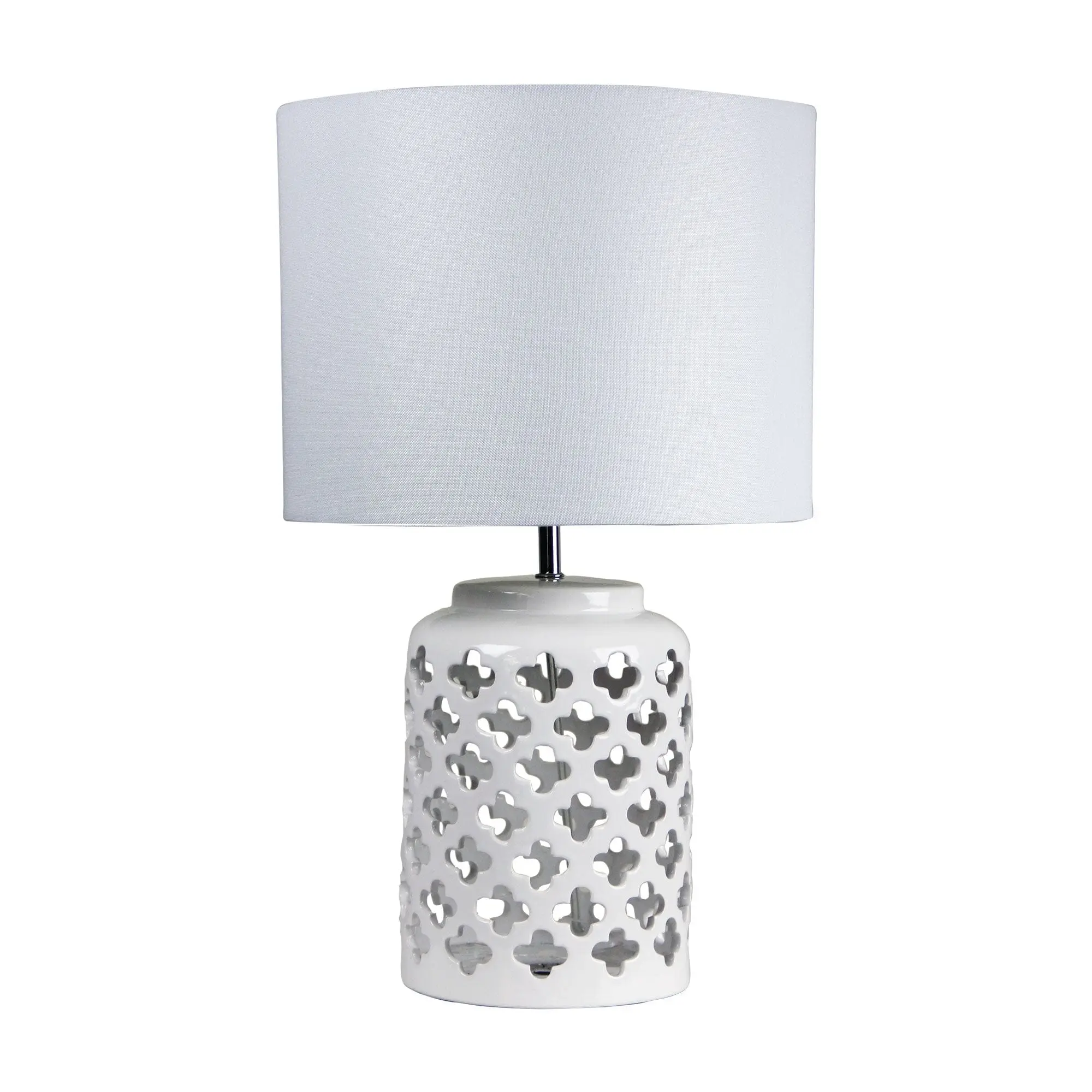 CASBAH Moorish Cut Ceramic Table Lamp White - Home & Garden