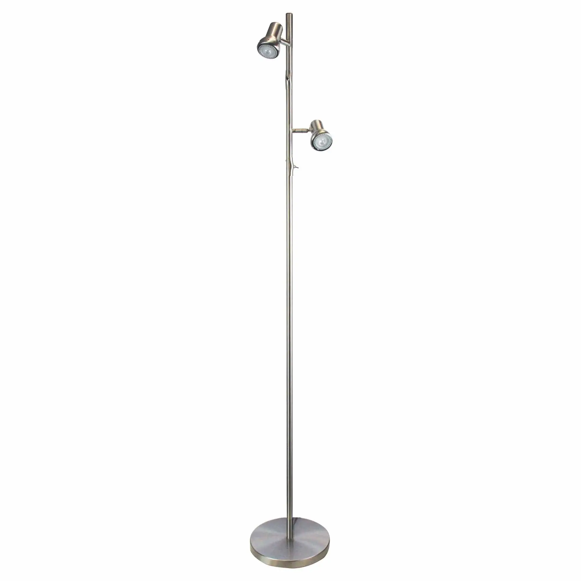 DAXAM LED Twin Adjustable Floor Lamp Brushed Chrome - Home & Garden