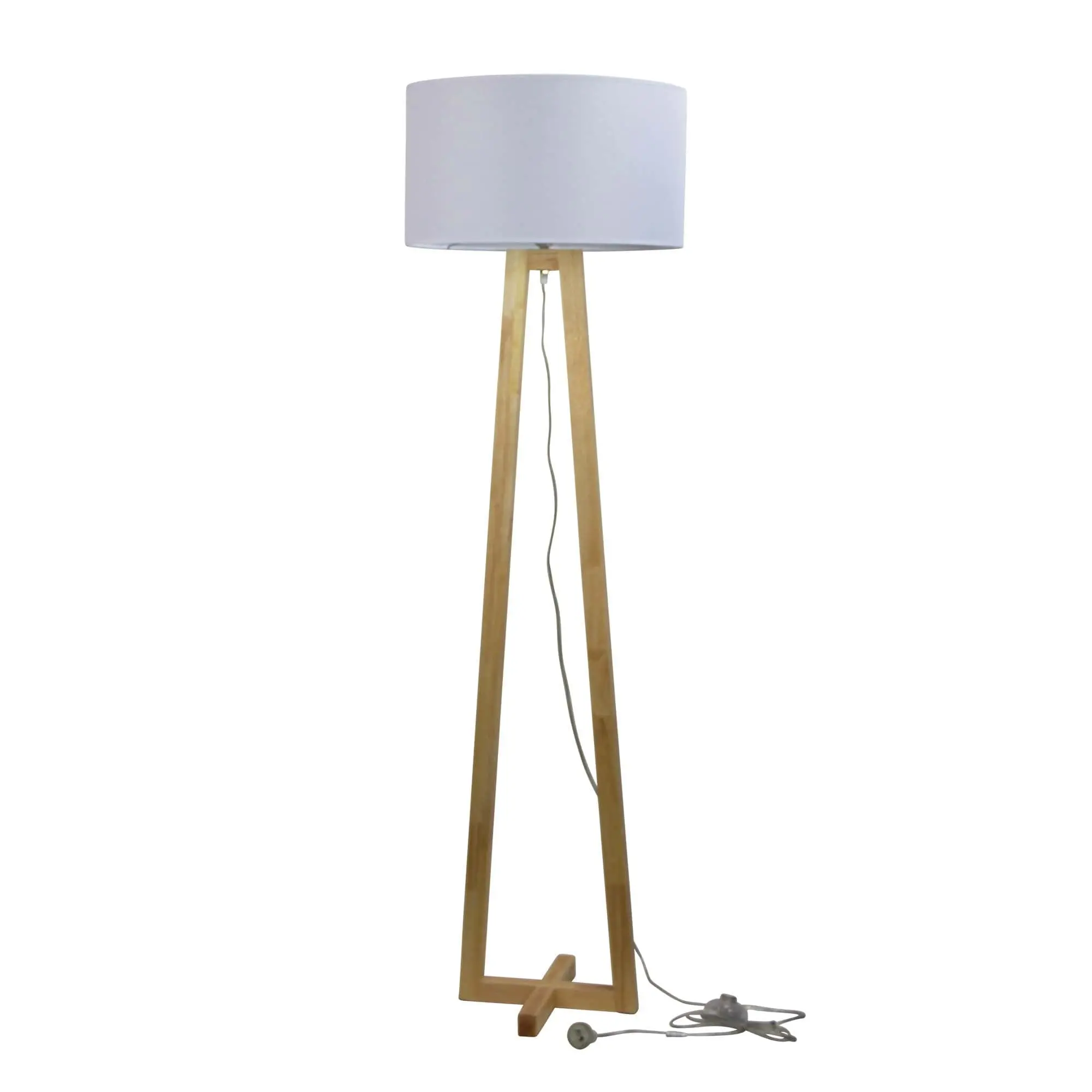 EDRA FLOOR LAMP White Scandi Floor Lamp with White Cotton Shade - Home & Garden
