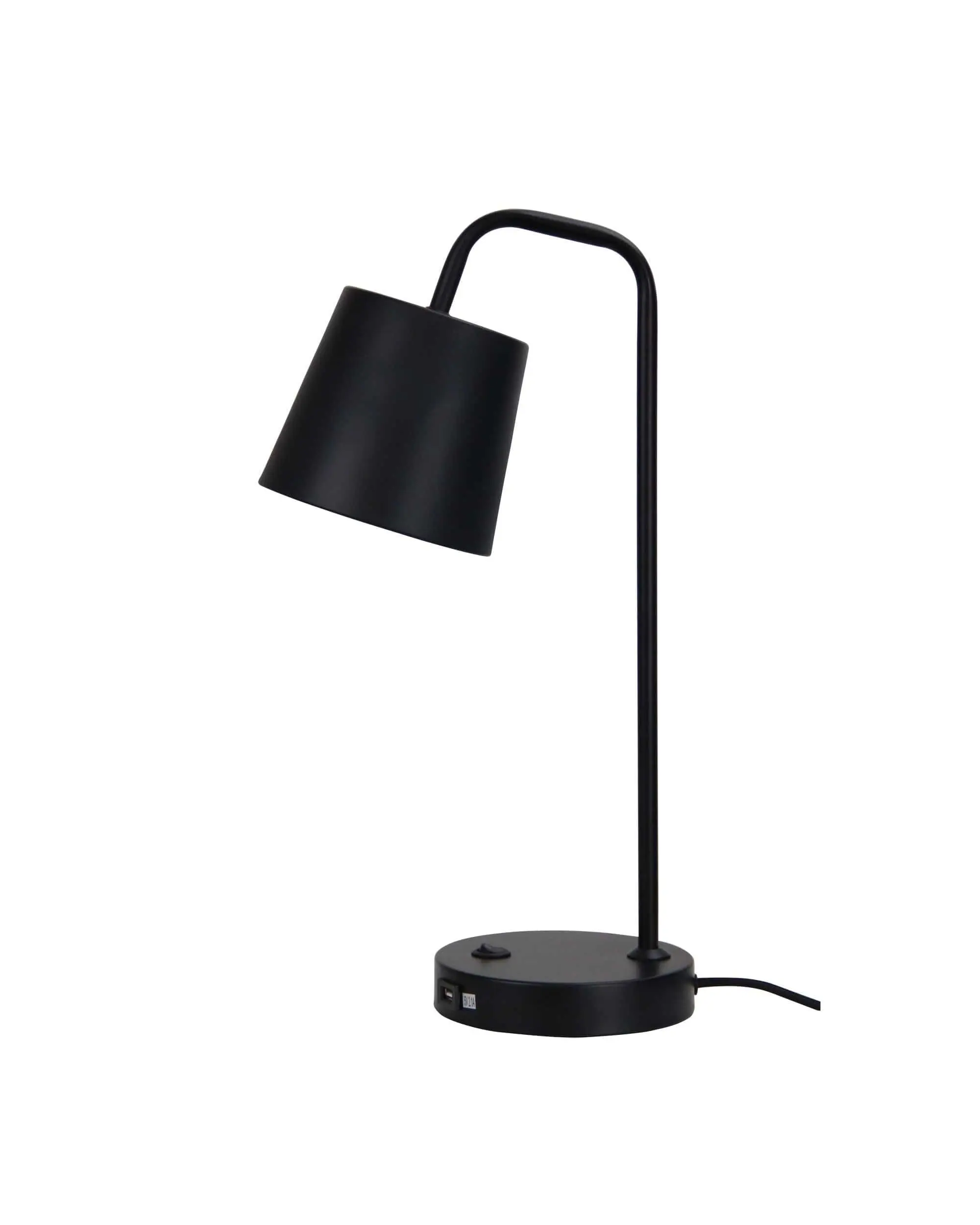 HENK Black Metal Desk Lamp with USB Socket - Home & Garden