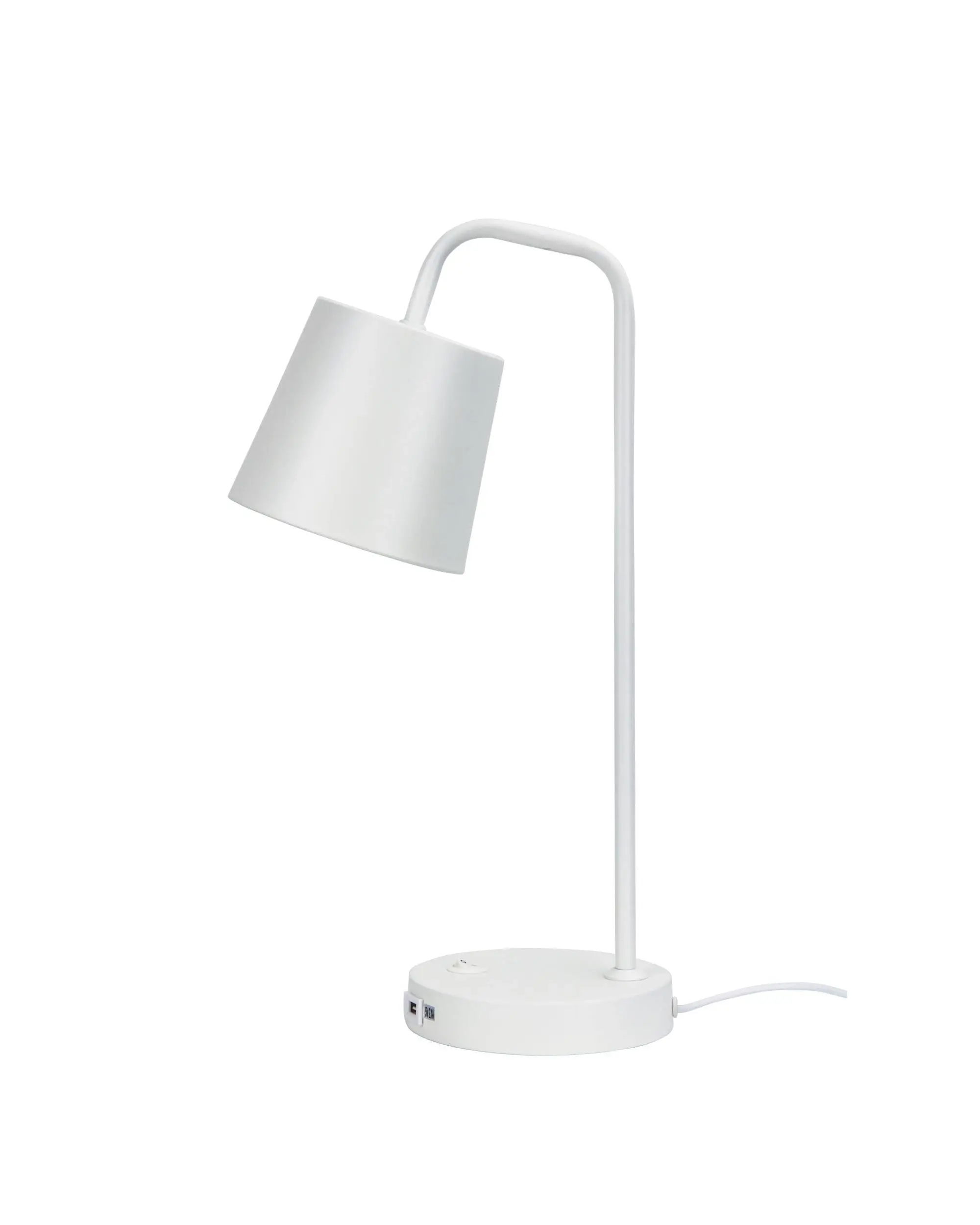 HENK White Metal Desk Lamp with USB Socket - Home & Garden
