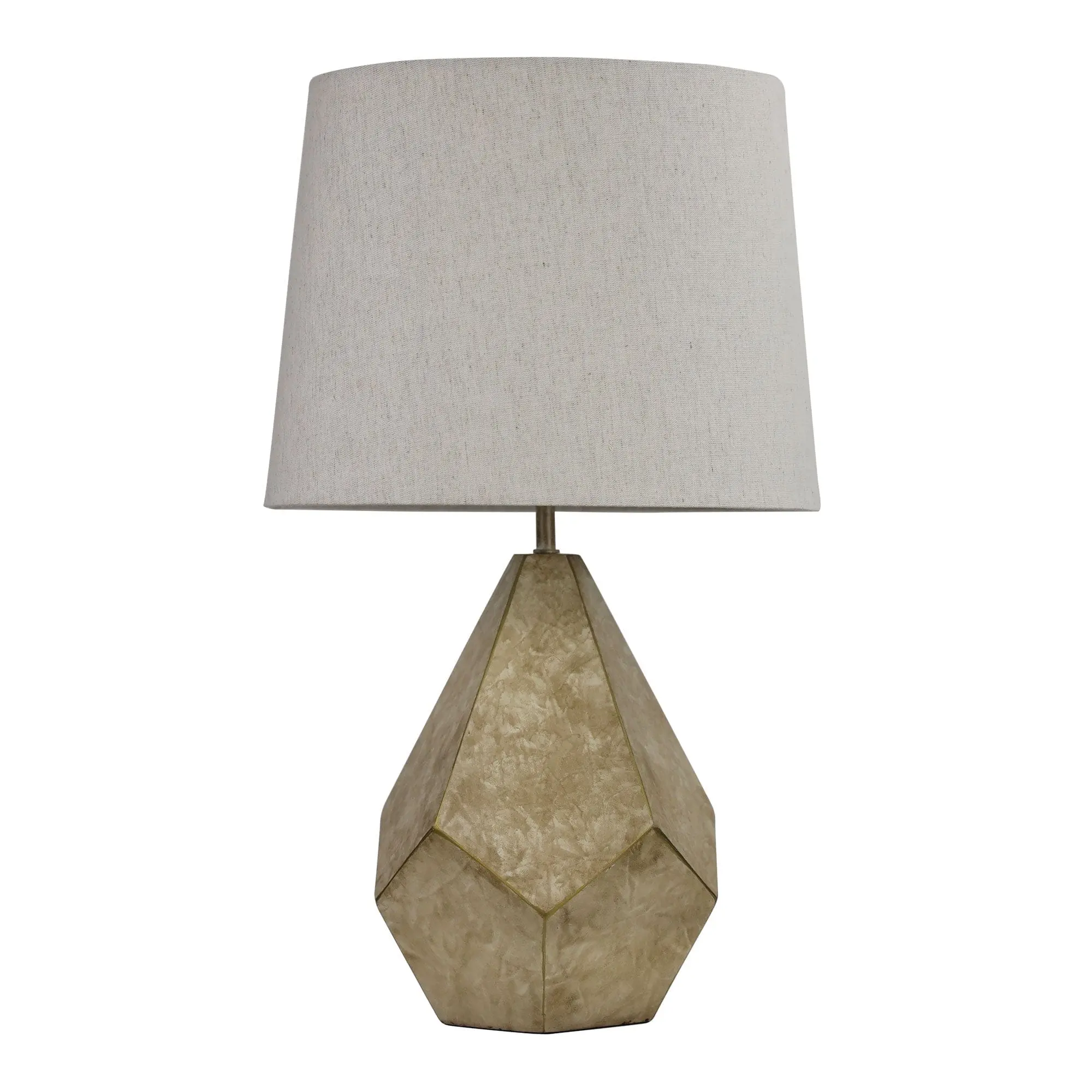 LEON Geometric Ivory and Gold Table Lamp - Home & Garden
