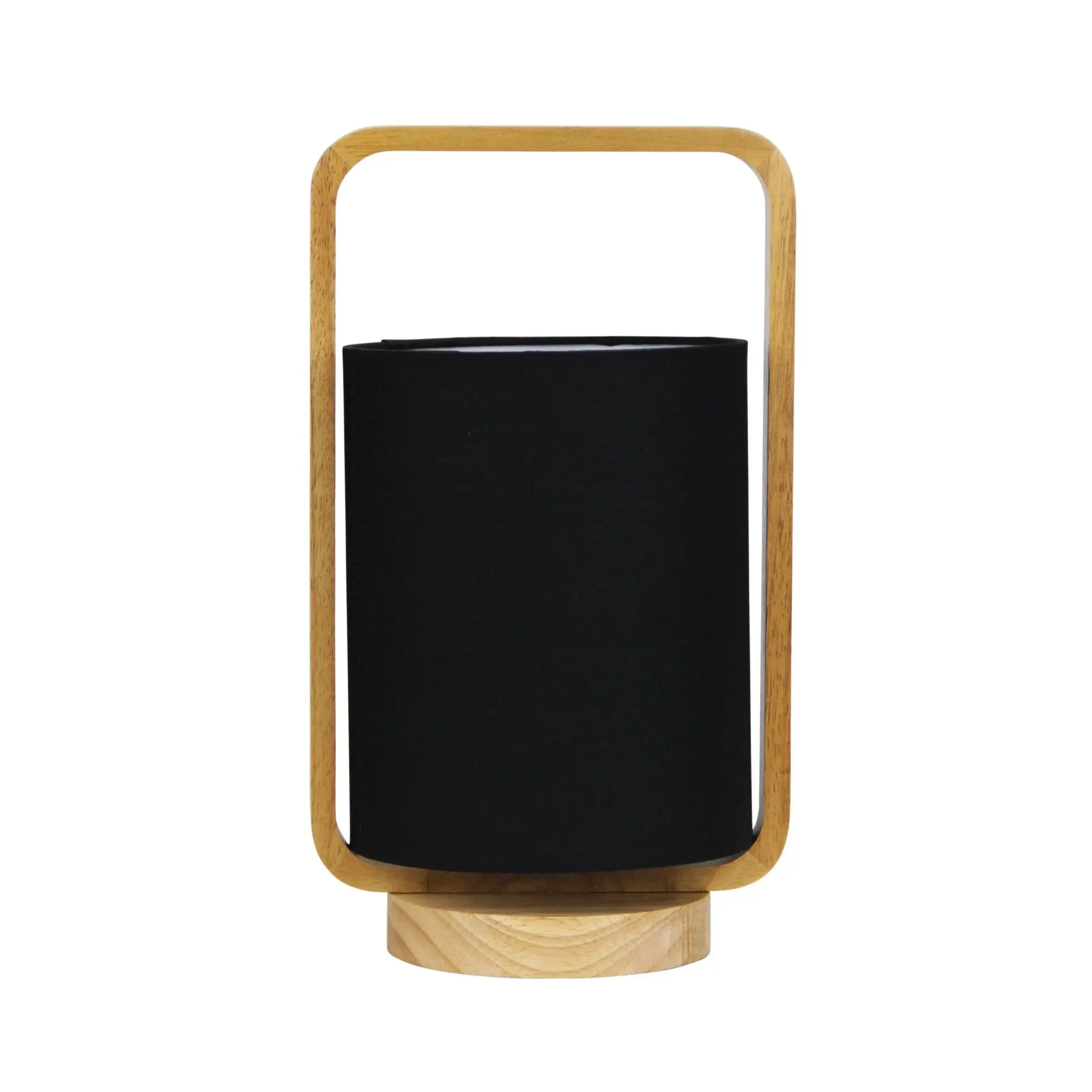 LUCIA Natural Timber and Black Cotton Lamp - Home & Garden