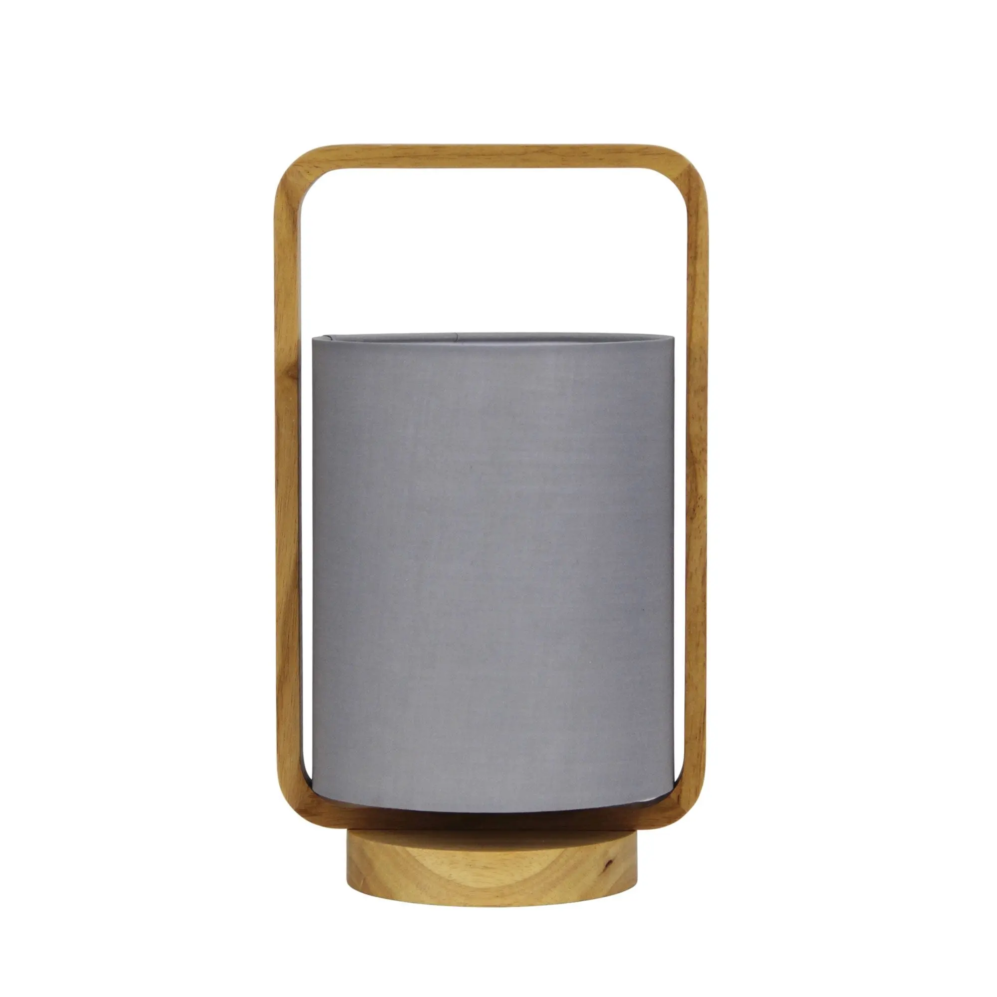 LUCIA Natural Timber and Grey Cotton Lamp - Home & Garden