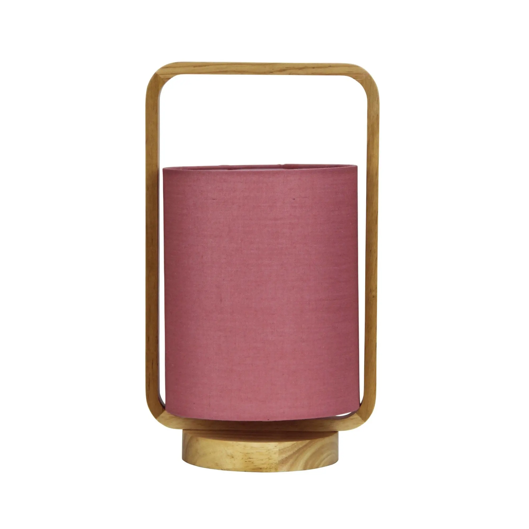 LUCIA Natural Timber and Pink Cotton Lamp - Home & Garden