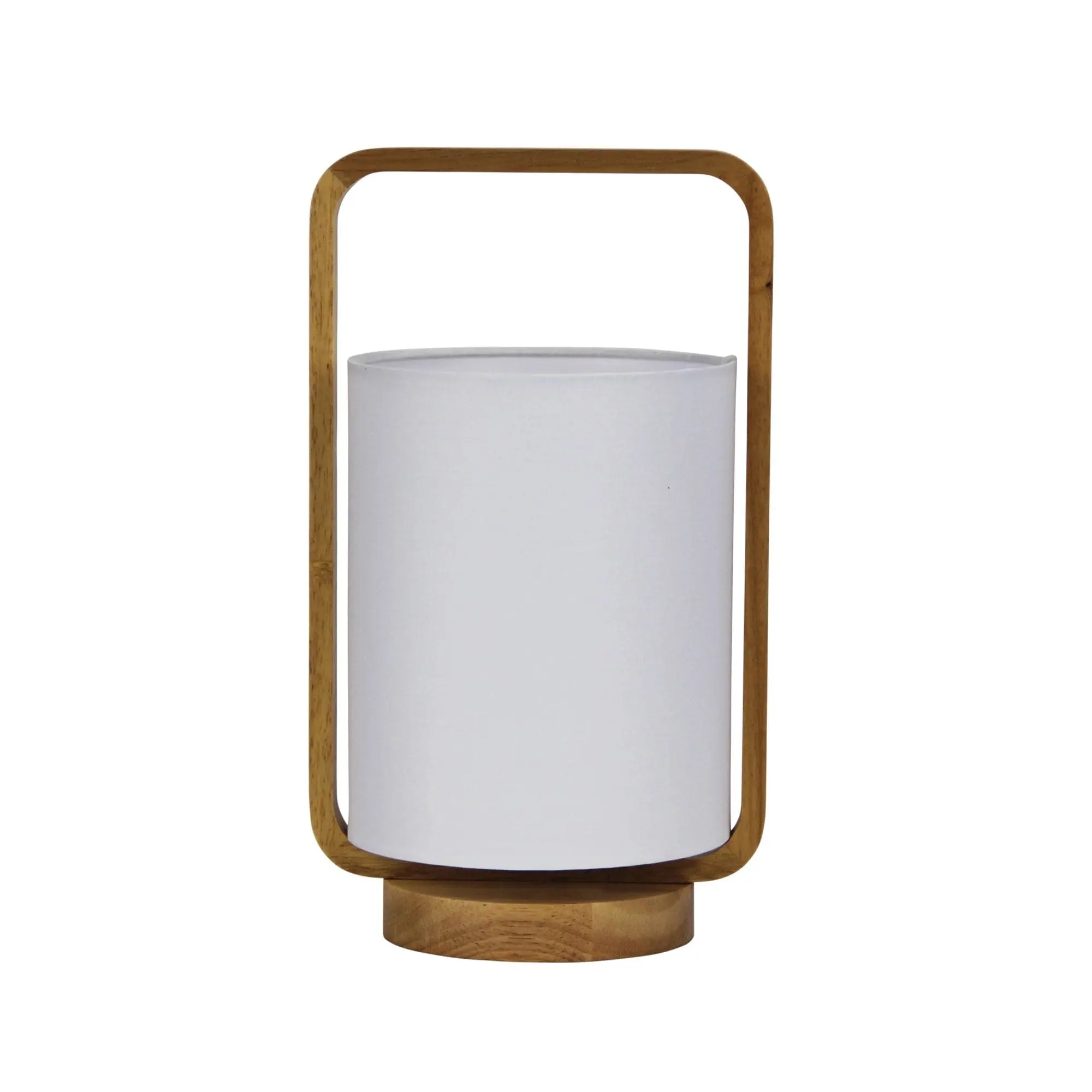 LUCIA Natural Timber and White Cotton Lamp - Home & Garden
