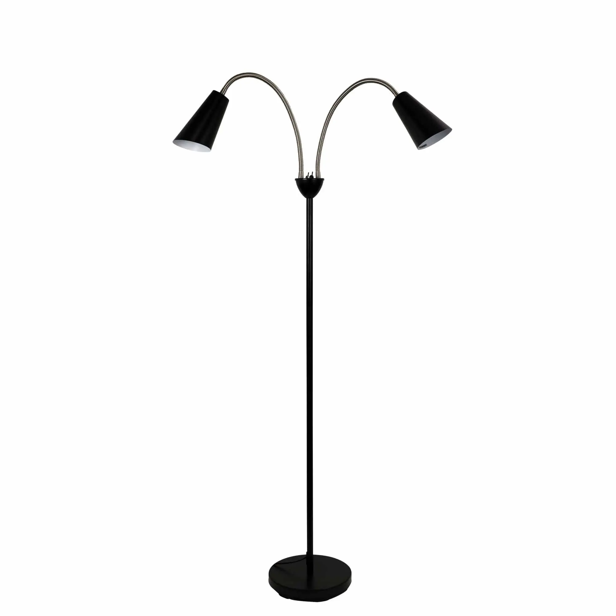 WALT Twin Flexible Neck Lamp Black with Brushed Chrome - Home & Garden