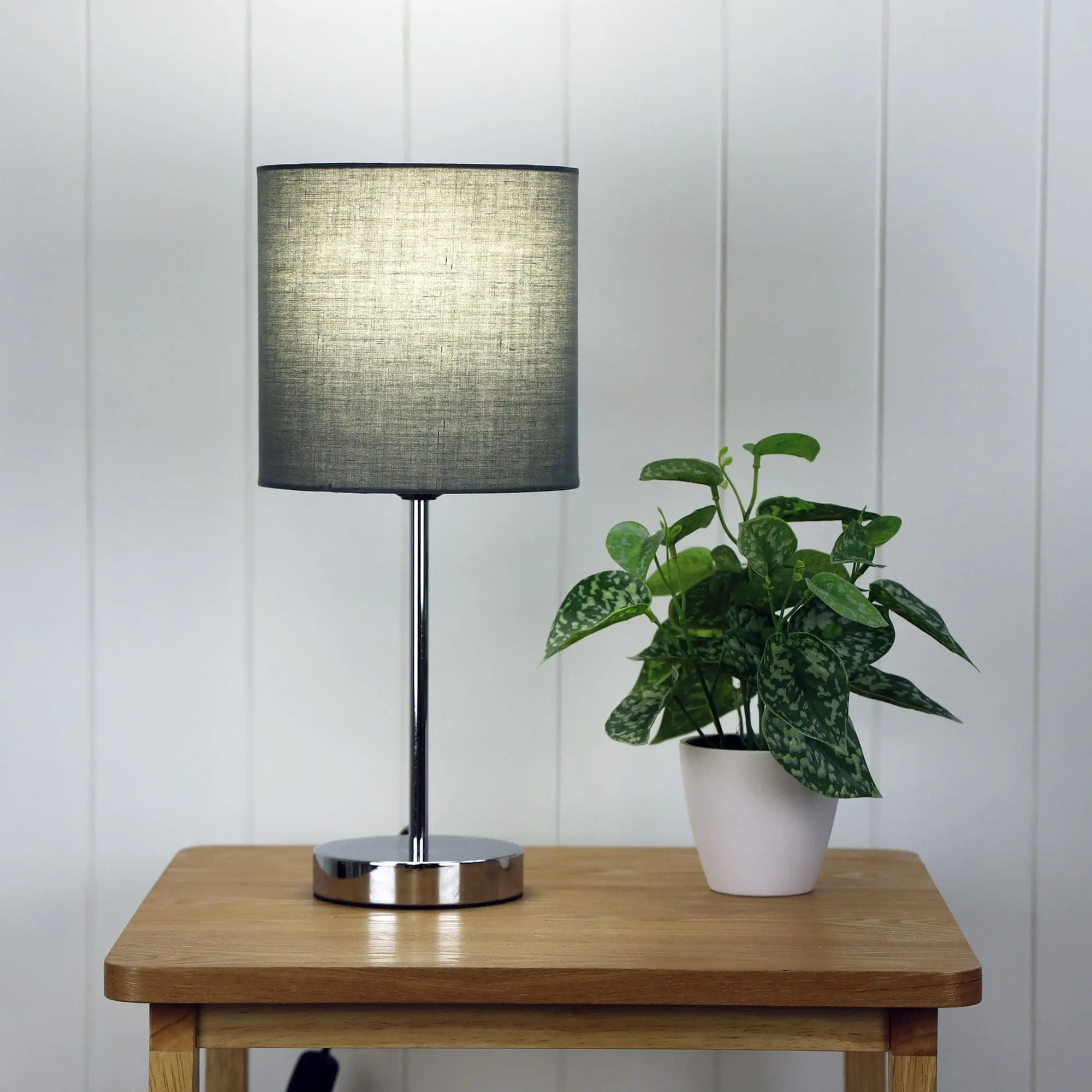 ZOLA TABLE LAMP Chrome Base with White Shade - Home & Garden
