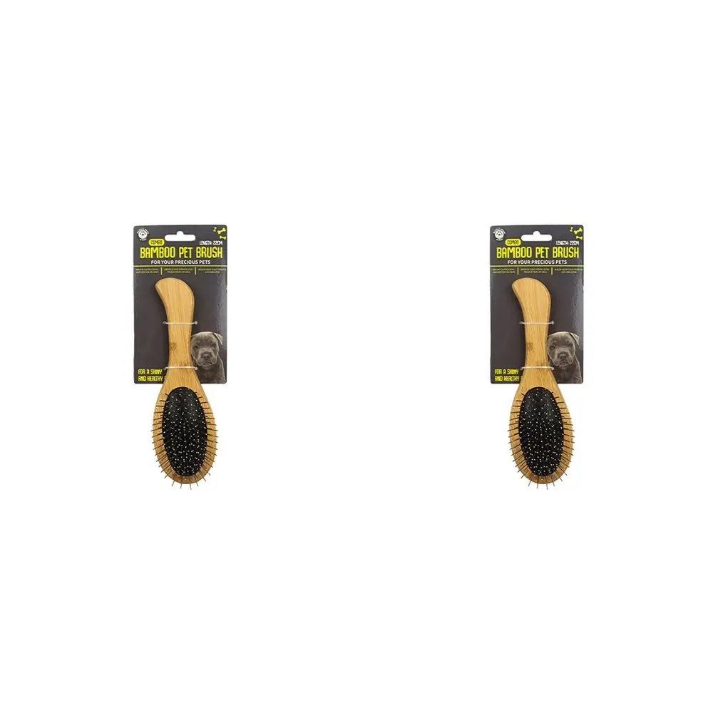 2x Dudley's World Of Pets Dog/Cat/Pet Round Bamboo Dual Fur Brush Maintenance