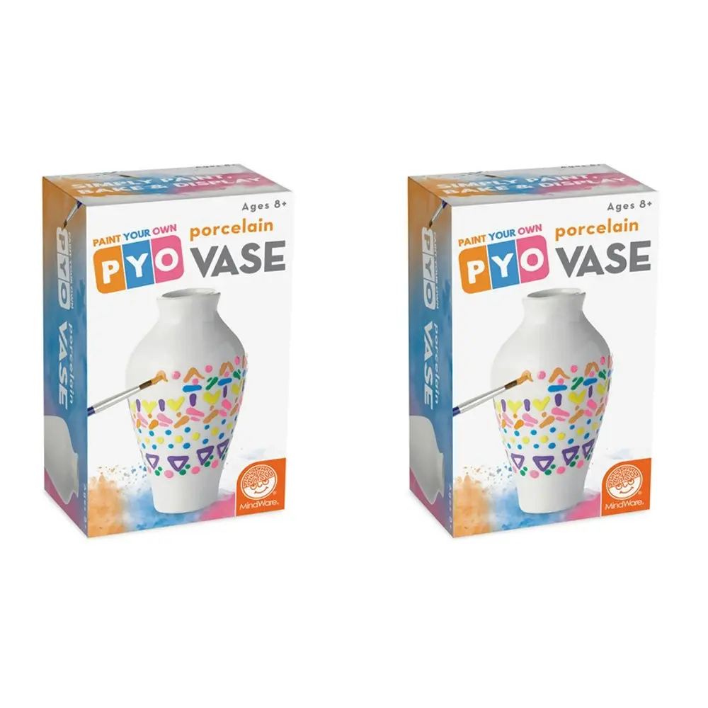 2x Mindware Paint Your Own 13cm Porcelain Vase Kids Art/Craft Painting Kit 8y+ - Hobbies