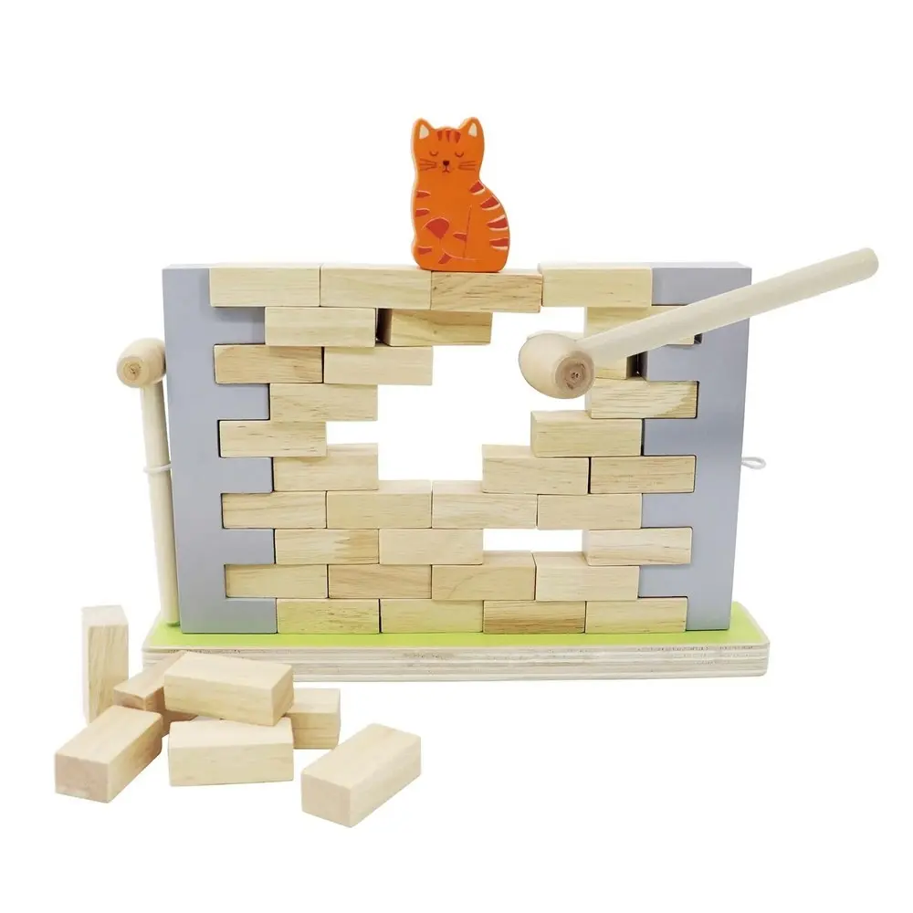 Kaper Kidz Wooden Building Blocks/Bricks Wall Board Game Toy Kids w/Hammer 3y+ - Toys & Games