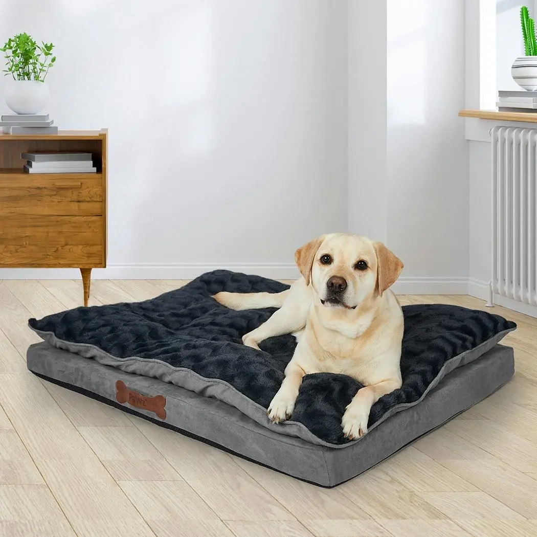 Dog Calming Bed Warm Soft Plush Comfy Sleeping Memory Foam Mattress Dark Grey XL - Furniture