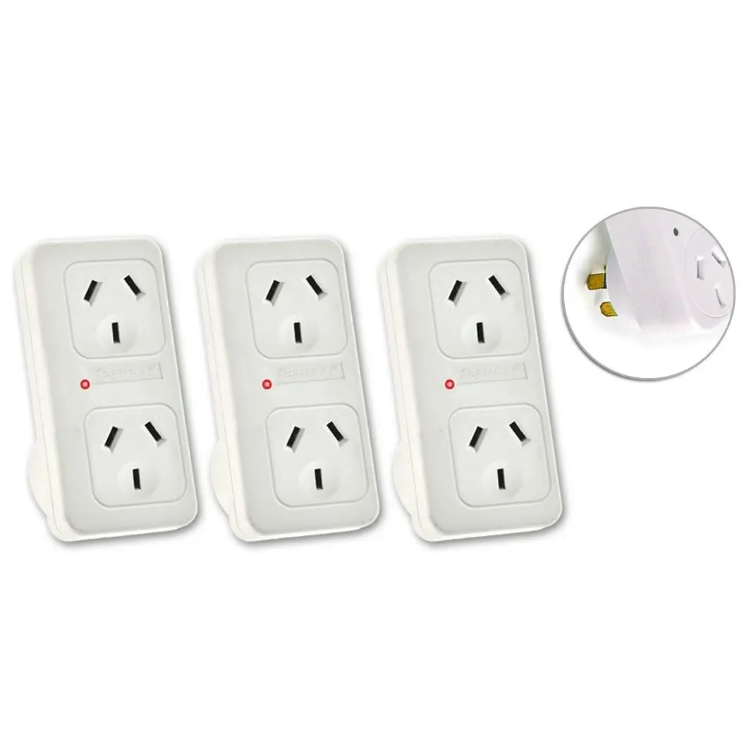 3x Sansai Vertical Up Powerpoint Double Adaptor/Outlet Power Board Splitter/AU - Electronics