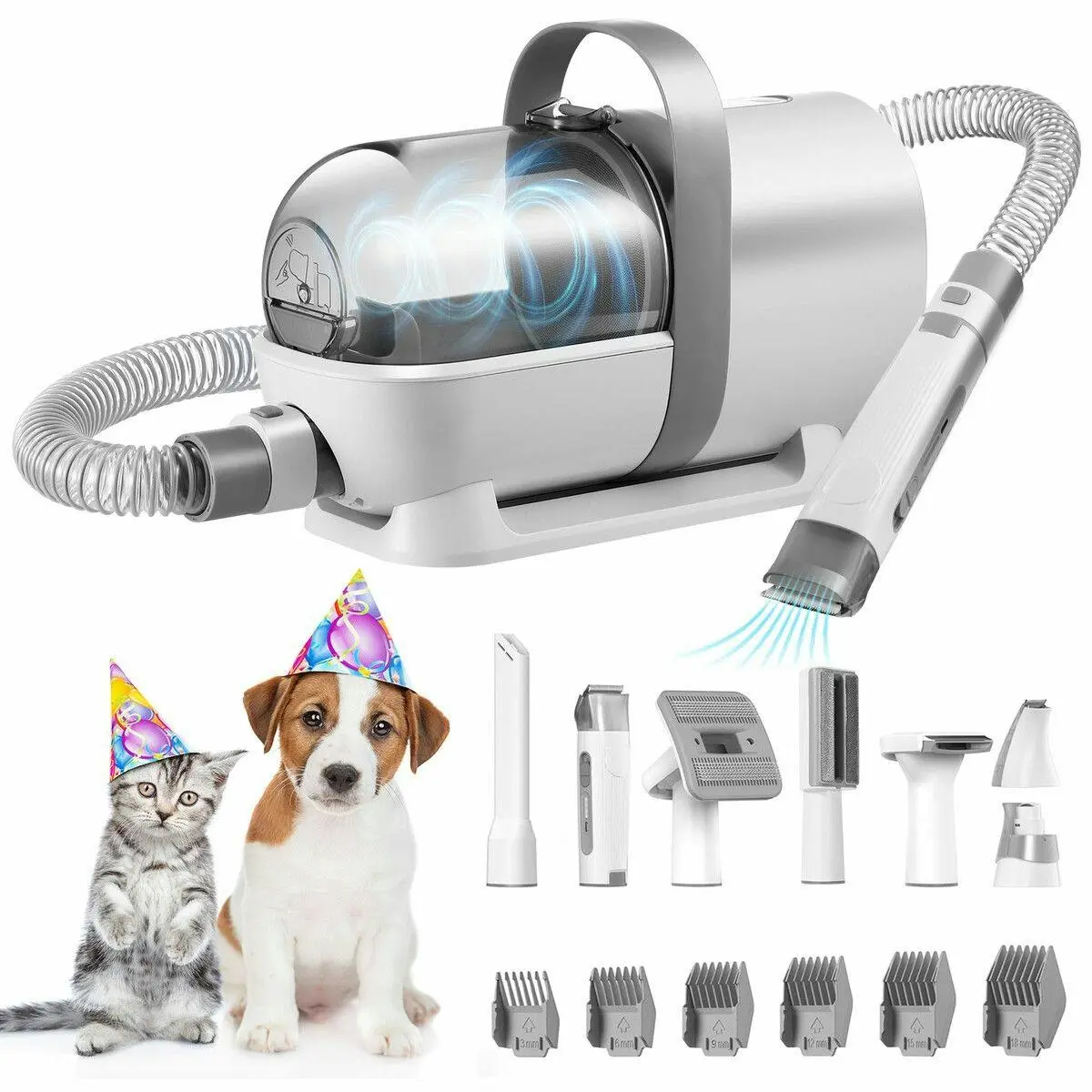 Pet Scene 7 in 1 Pet Grooming Kit Dog Clipper Vacuum Cleaner Slicker Trimmer Remover Deshedding Brush Cat Hair Groomer - Pets