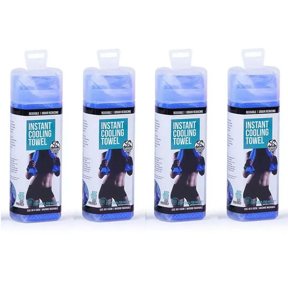 4x 66cm Instant Cooling Towel Gym/Workout Reusable Copper Infused Towel Blue - Sports & Outdoor