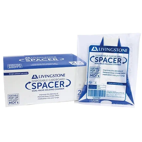 Livingstone Flat Foldable Cardboard Asthma Spacer Biodegradable 25 Box - Health