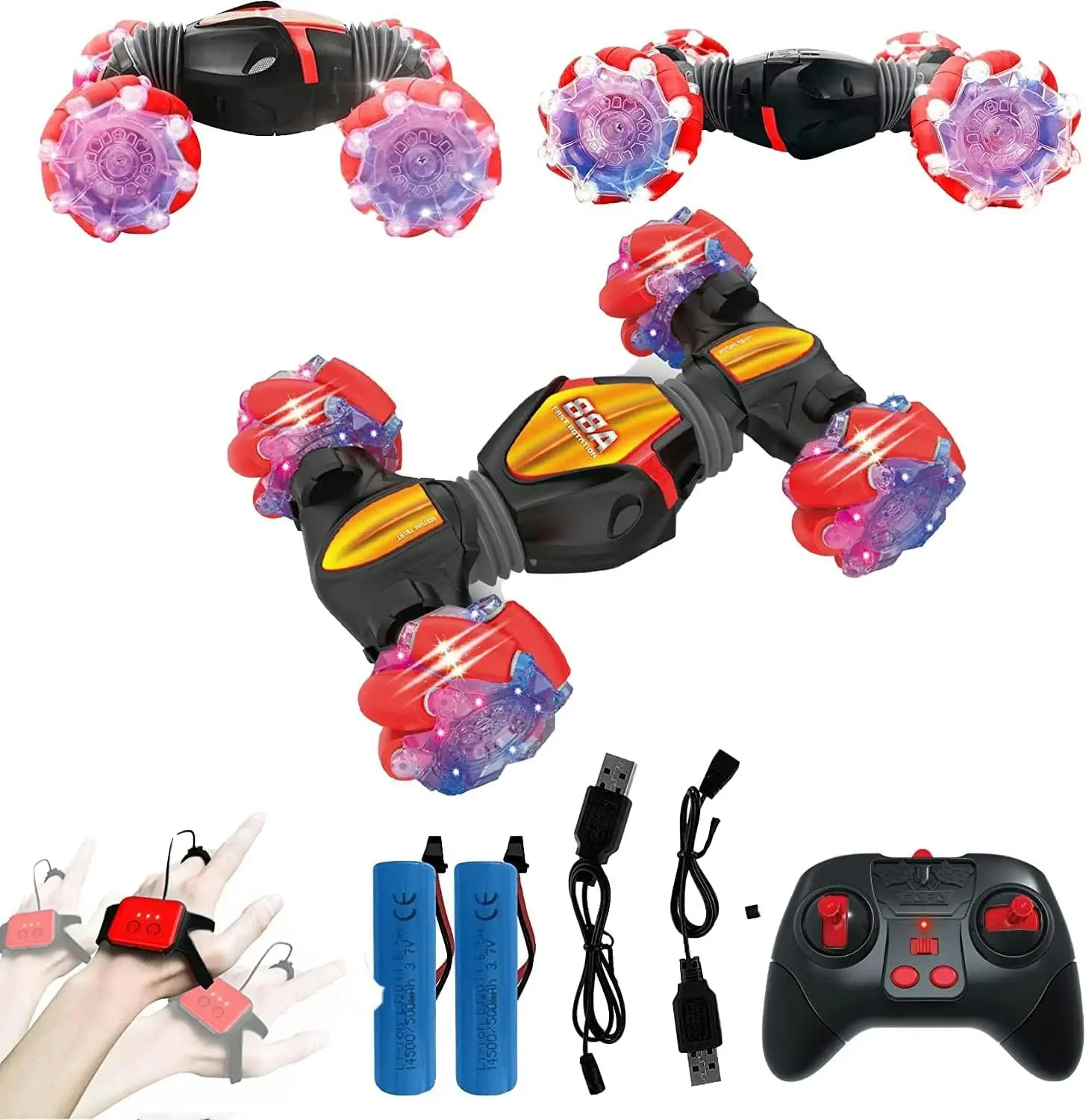 RC Gesture Sensor Stunt Car, EssentialPRO Rechargeable 4WD, Double Sided Deformable Rotating - Electronics