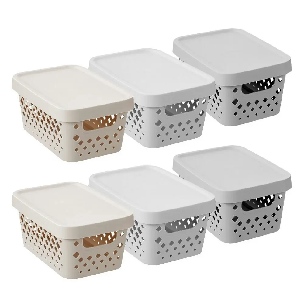 6x Boxsweden Kept Diamond 40L/26cm Storage Bin Lidded Household Organiser Assort - Home & Garden