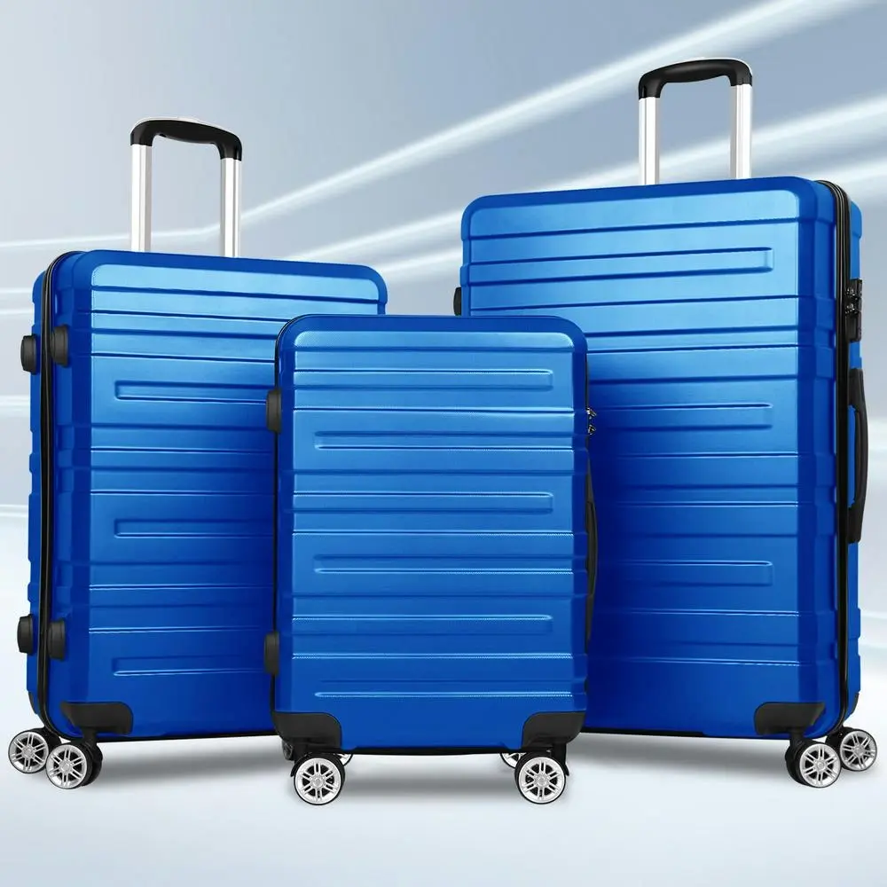 Alfordson 3PCS Luggage Suitcase Trolley Set Hard Case Travel Storage TSA Lock Hero Blue - Fashion
