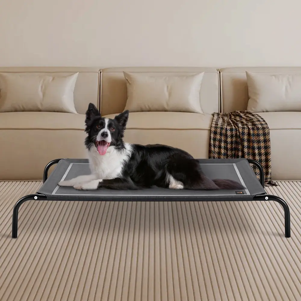 Petzly Cooling Elevated Pet Dog Bed Washable Breathable Mesh Heavy Duty XL Grey - Pets