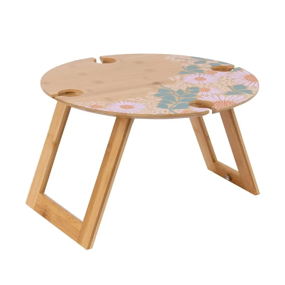 Splosh Picnic Spring Floral Bamboo Foldable Outdoor Picnic Wooden Table 40cm - Home & Garden