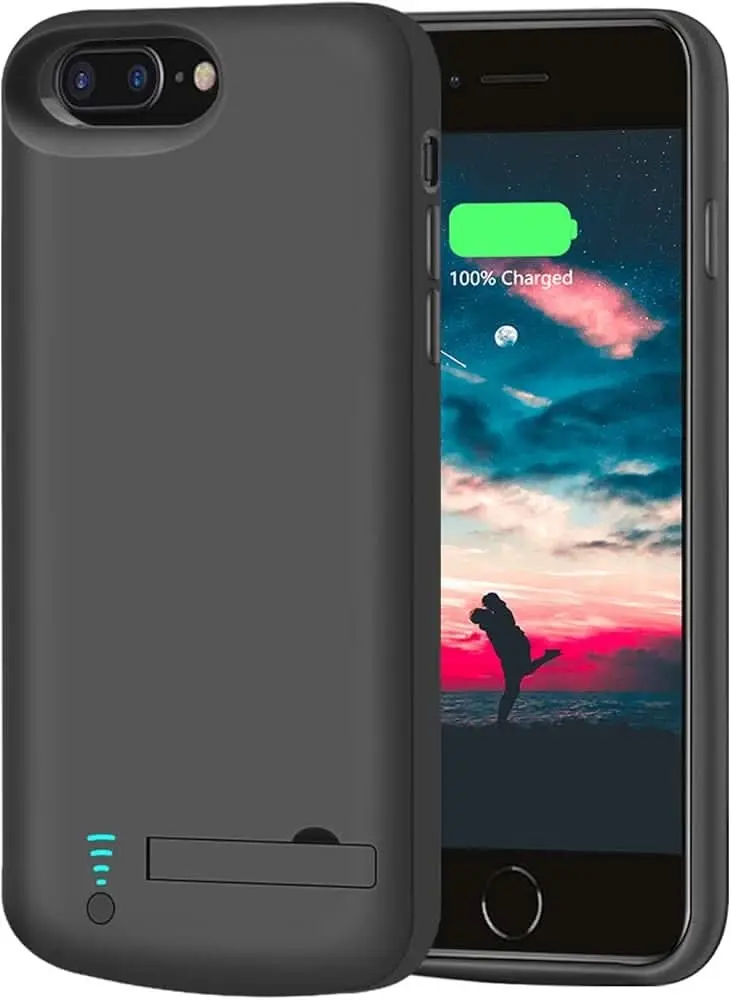 iPhone 8 Plus Battery Charger Case with Stand | 3x Extra Power Slim Protective Charging Cover - Electronics