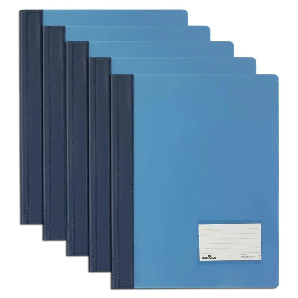 5x Durable Premium Extra Wide Flat File A4 Document Organiser Translucent/BL - Office