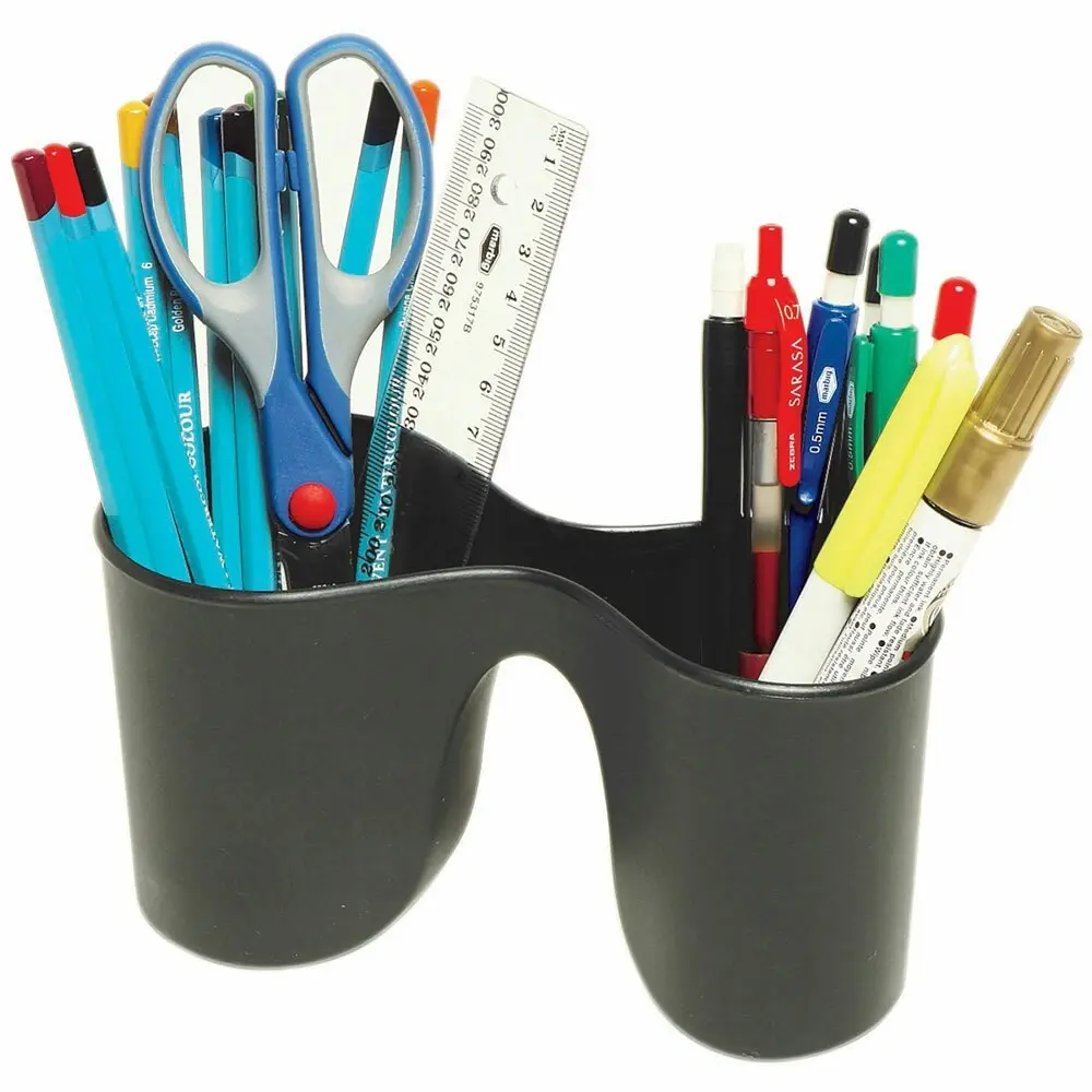 Marbig Enviro Duo Double Pencil Cup Pen Holder/Storage for School/Office Black - Back to School Specials