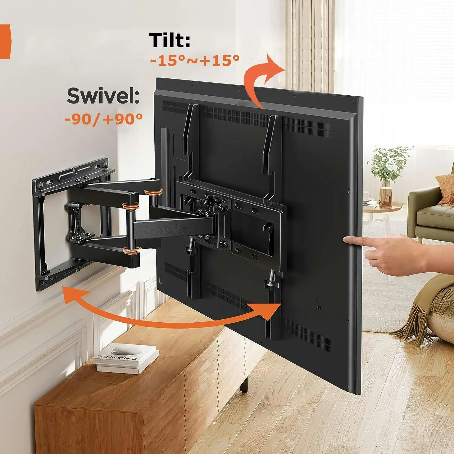 Fin Heavy Duty Wall Mount Tilt Swivel Bracket Double Arms 32-85" Led/Plasma/Lcd Tvs