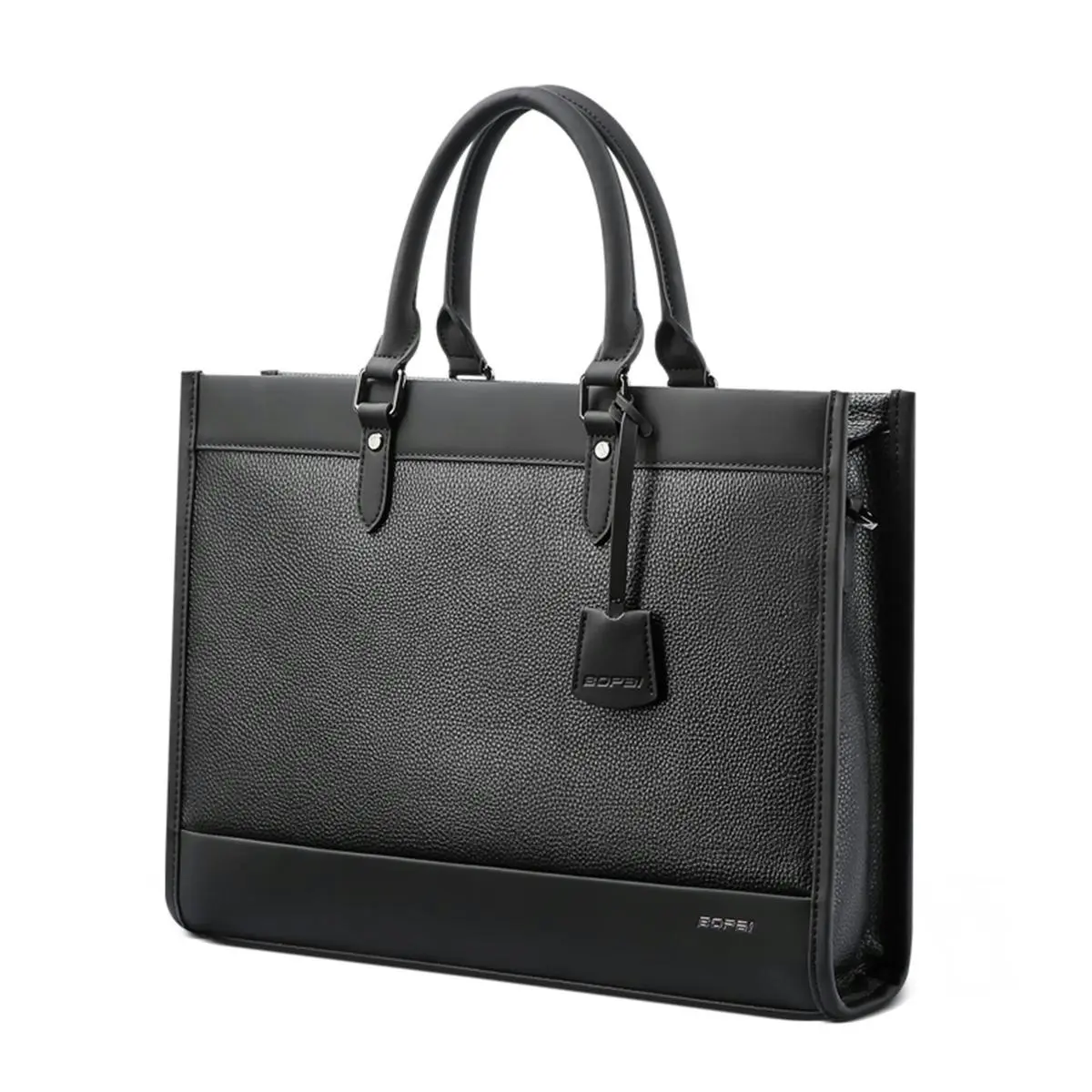 Bopai Luxury Business Shoulder Bag Leather Briefcase 14 Inch Laptop HandBag Black B8811 - Fashion