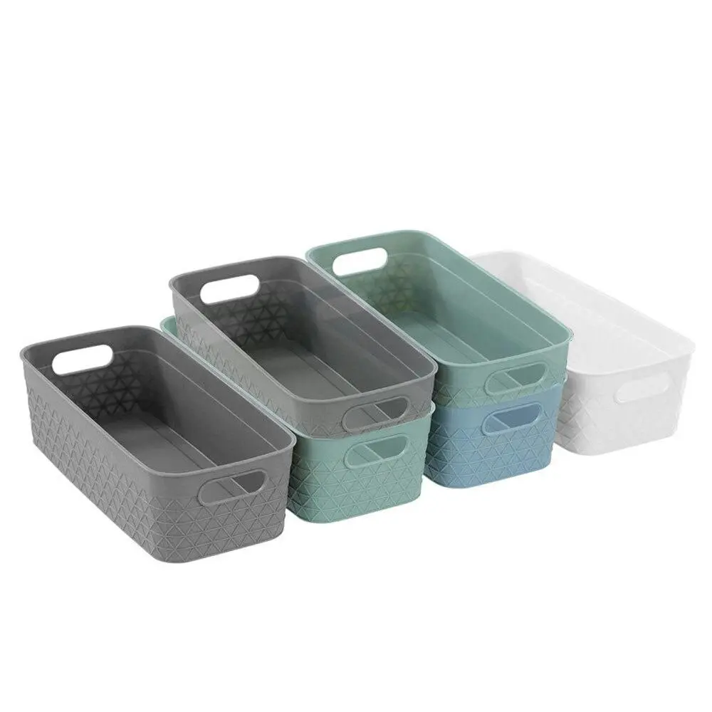 6x Boxsweden Trinity 24.5cm Basket Organiser Storage/Container w/ Handle Assort - Home & Garden