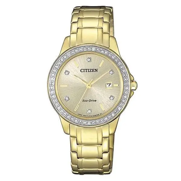 Citizen Eco-Drive Gold Dial Stainless Steel Dress Women's Watch (FE1172-55P)