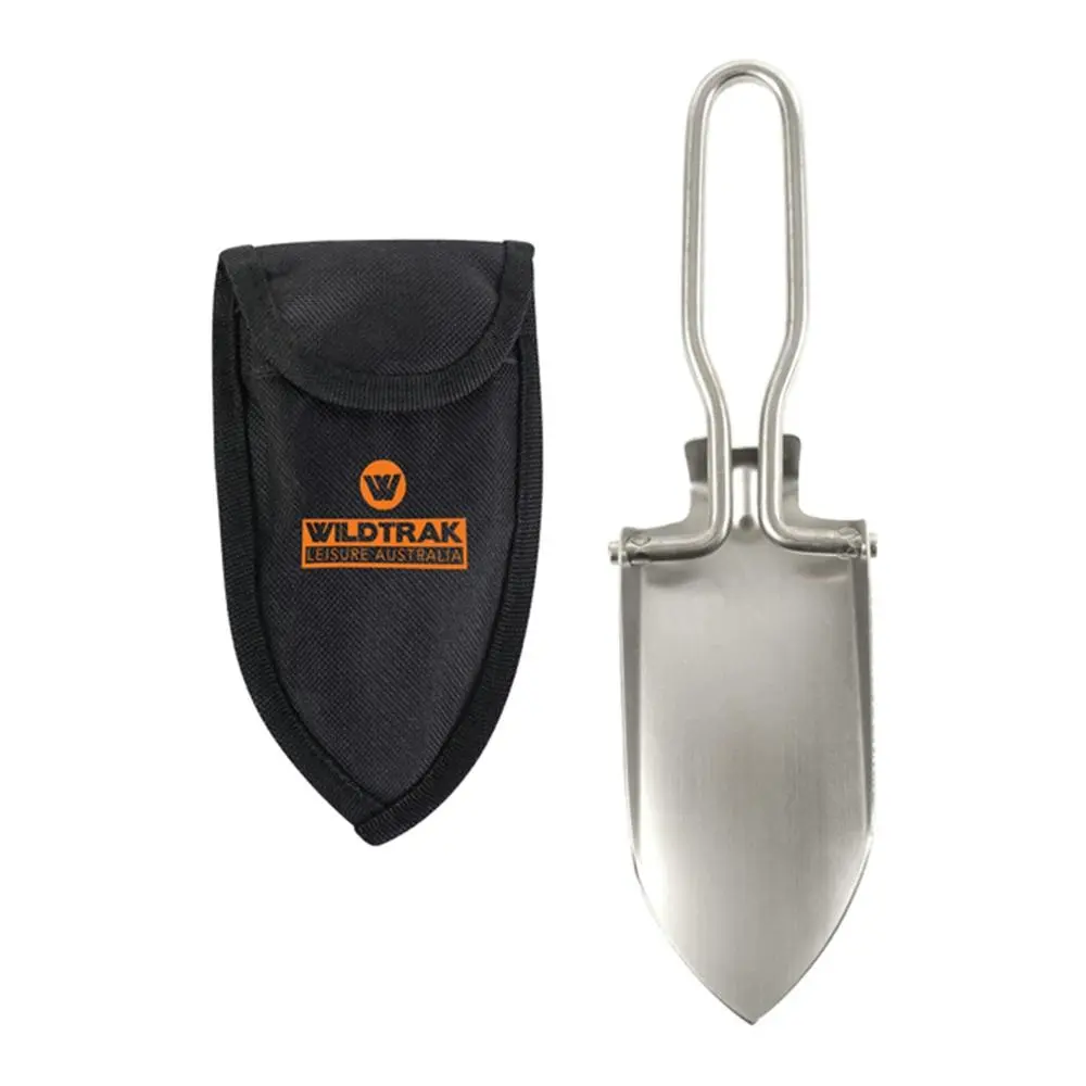 Wildtrak Folding 12x6cm Hiking Camp Spade Stainless Steel Shovel w/ Pouch Silver - Sports & Outdoor