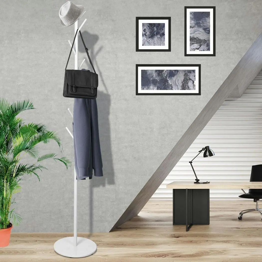 Levede Coat Rack Hat Clothes Stand Hanger Garment Hook Tree Rail Organizer White - Home & Garden
