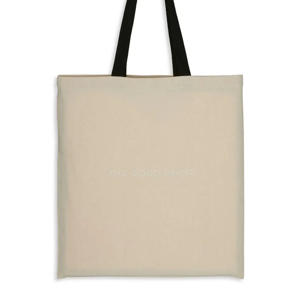 The Good Brand Cotton Logo Tote Hand Carry Shoulder Bag w/ Straps Reusable Ecru - Fashion