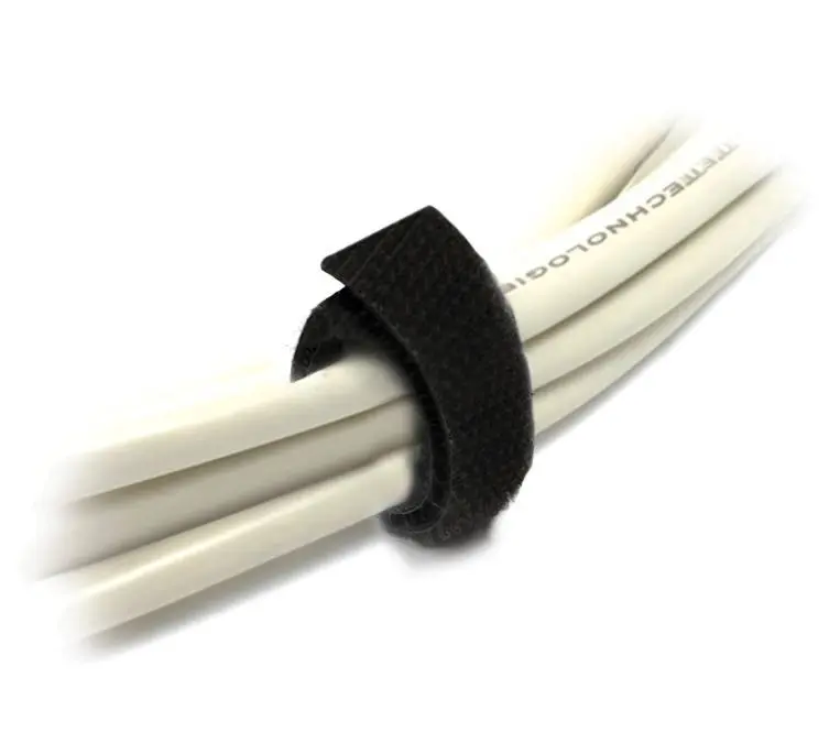 8Ware 25x2mm Wide Cable Tie Hook & Loop Double Sided Self Adhesive Fastener BLK - Hobbies