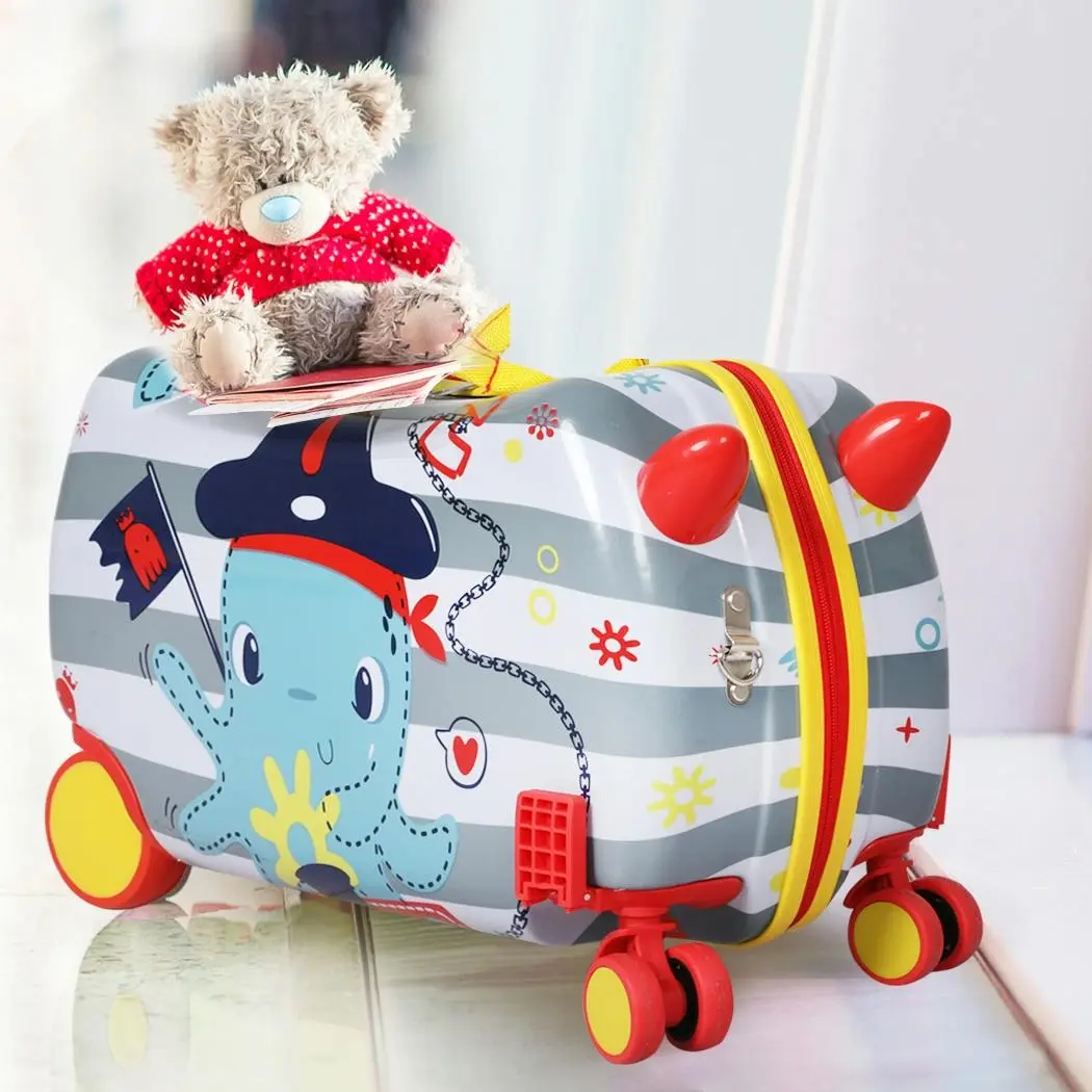 BoPeep Kids Ride On Suitcase Children Travel Luggage Carry Bag Trolley Octopus - Pets