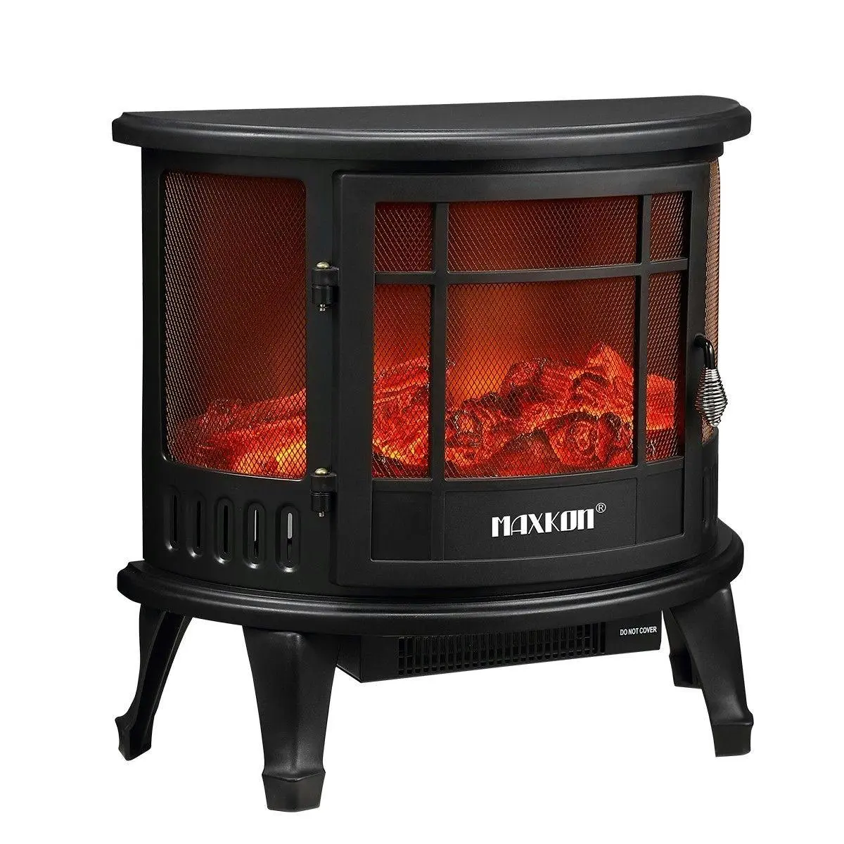 Maxkon Electric Fireplace Freestanding Stove Heater LED Flame Effect Log Fire 1800W - Hardware