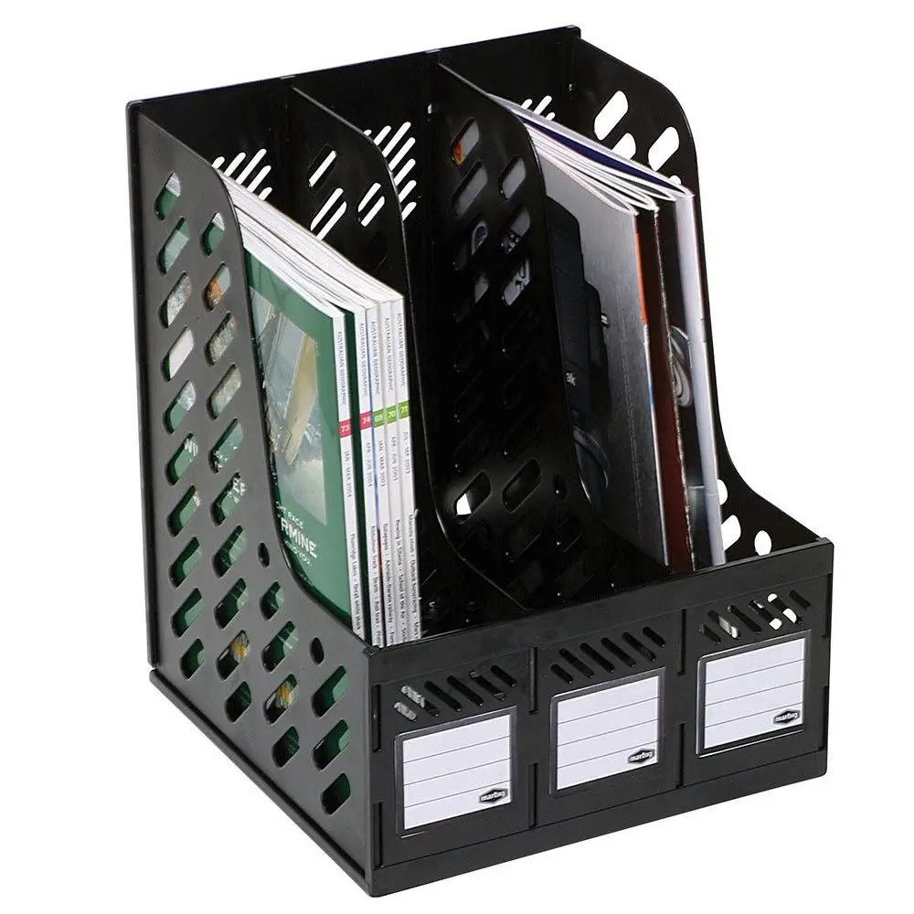 Marbig Magazine/Papers/Documents 3 Section Rack/Organiser Home/Office Black - Home & Garden