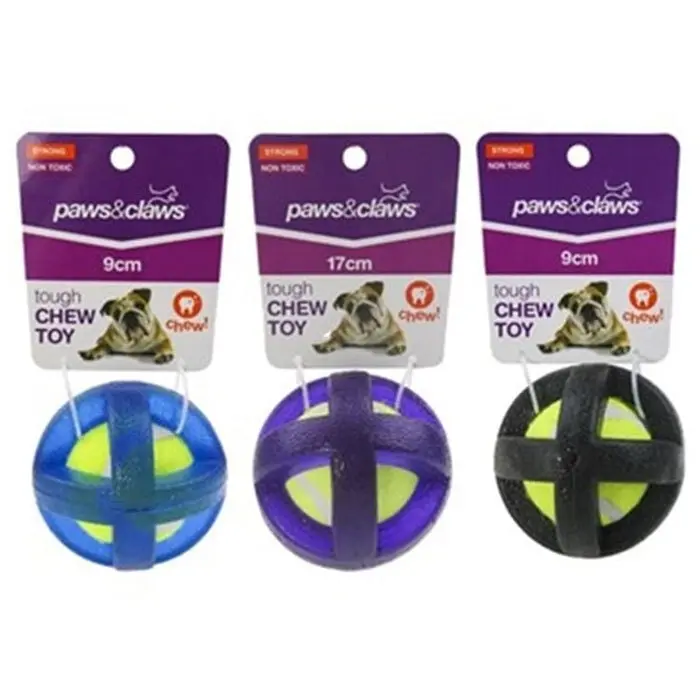 3x Paws & Claws 8cm TPR & Felt Ball Pet Dog Toy Interactive Fun Game Play Assort - Pets