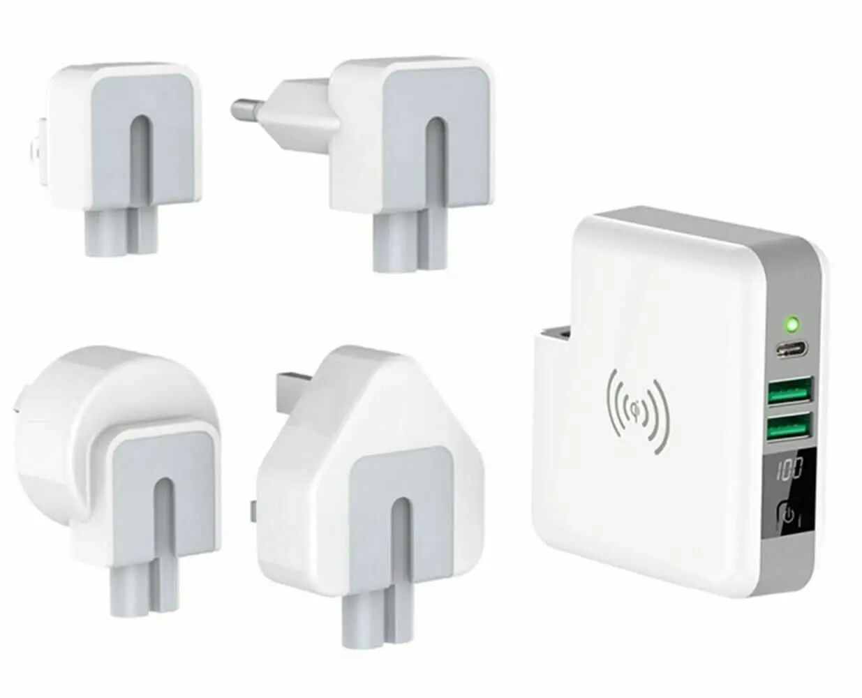 Qi Wireless Universal Travel Adaptor Charger with 6700Mah Power Bank Built In | For AU EU UK & US - Electronics