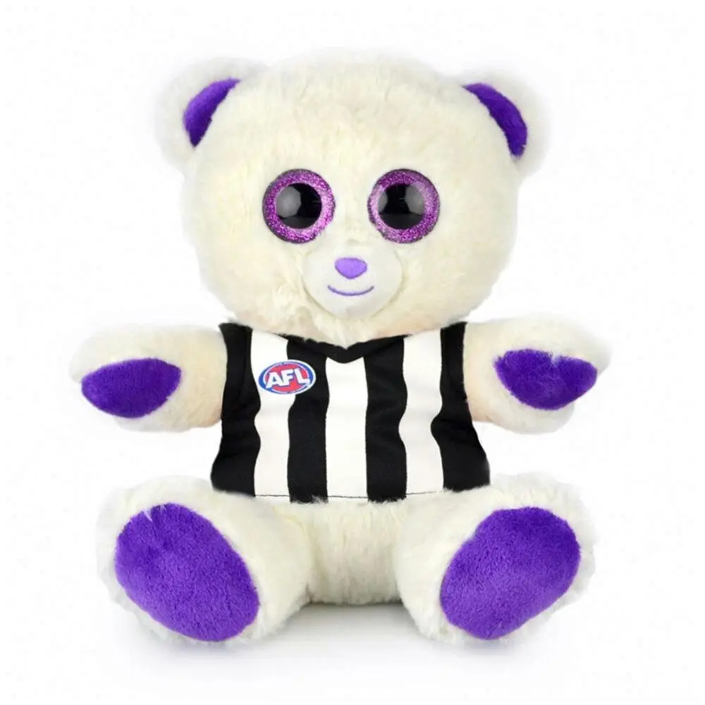 Korimco AFL 22cm Kids/Children Small Sparkle Plush Teddy Bear Collingwood Purple - Toys & Games