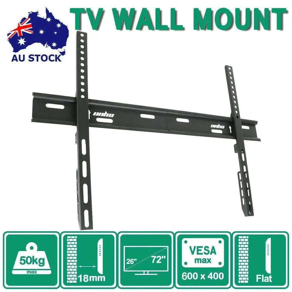 Fin Jumbo 26-72" Slim Tv Wall Bracket Flat Tv Hanger Holder Space Saving Home Office