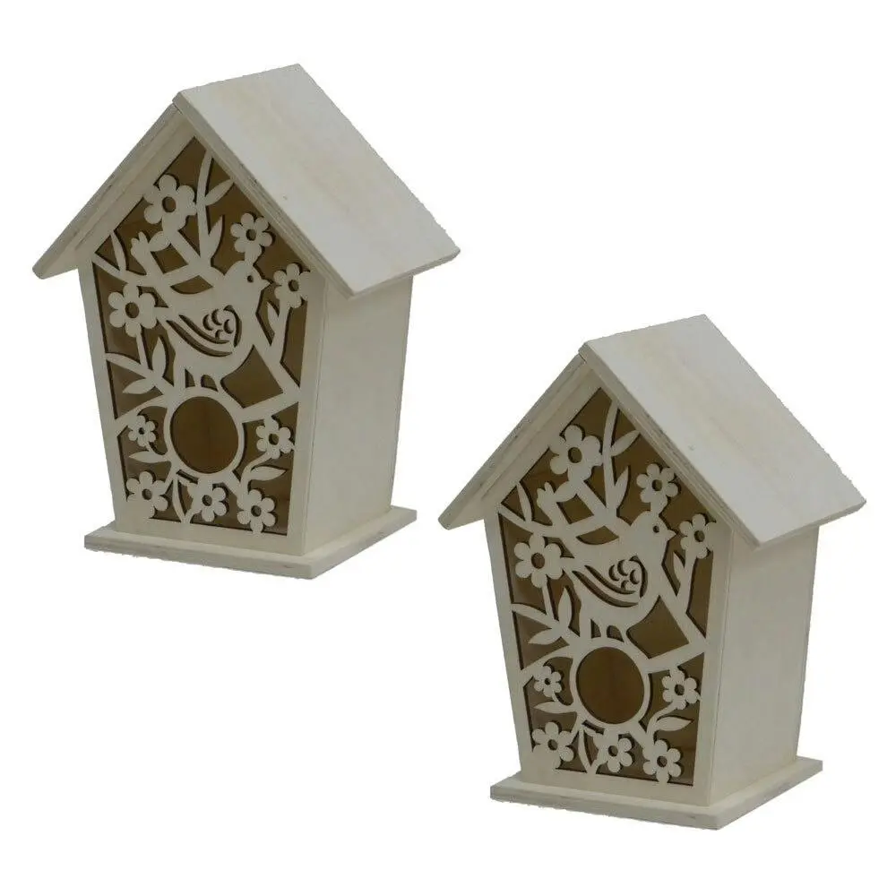 2x Boyle Art/Craft 16.5cm Plywood Laser Cut Birdhouse Storage Box Home Decor - Home & Garden