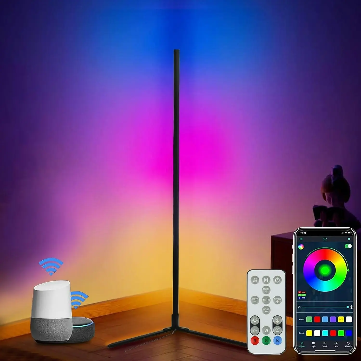RGB LED Floor Lamp, Smart Modern, Stand Light - Home & Garden