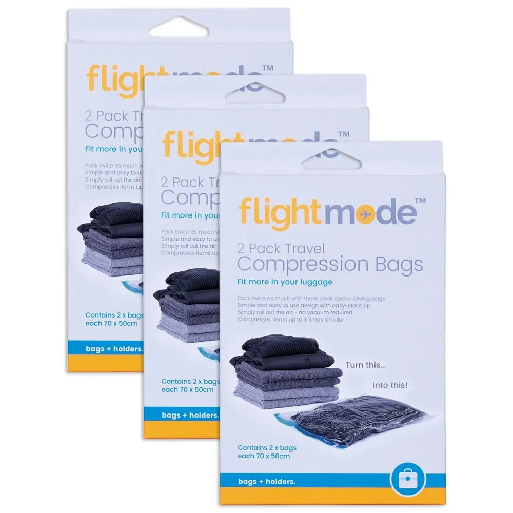 6x Flightmode PA+ PE 50x70cm Travel Storage Vacuum/Compression Bags Clear - Home & Garden