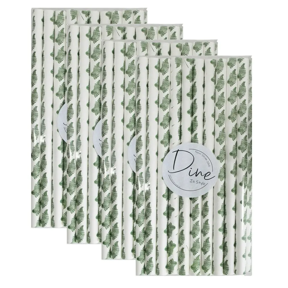 80pc Disposable 20cm Paper Drink Straw Birthday/Party Drinkware Tropics Green - Hobbies