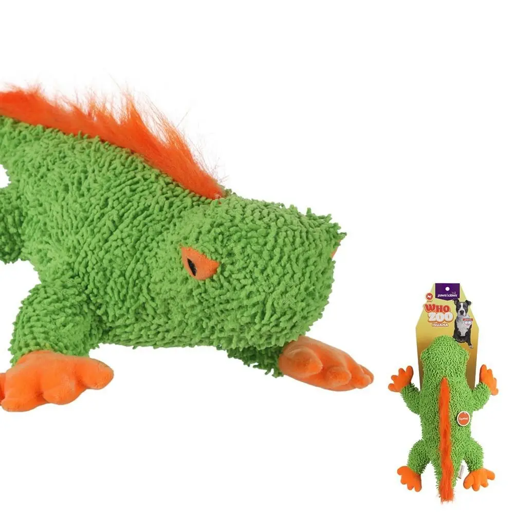 Paws And Claws 40cm Who Zoo Iguana Microfibre Plush/Soft Dog/Pet Toy w/ Squeaker - Pets